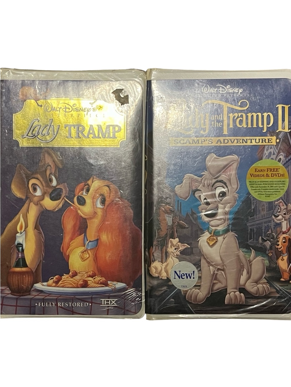 Sealed VHS new Disney movies Lady and the Tramp 1,2